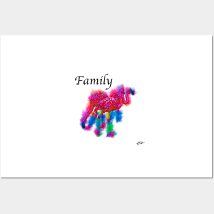 Family - Flamingo Flock In Abstract Posters and Art